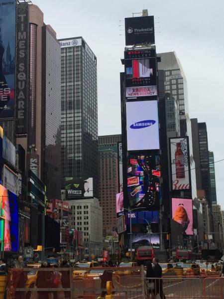 Times Square with interesting advertisements