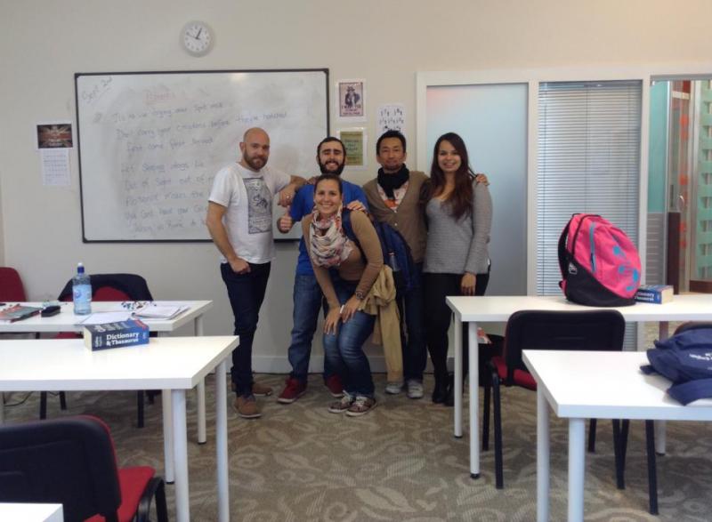 With my teacher and friends