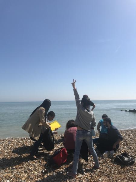 海辺での青空教室